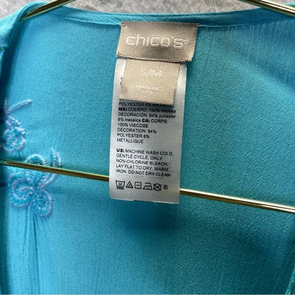 Chico’s Beaded Embroidered Fairy Open Front Tassel Tie Duster - Picture 6 of 10